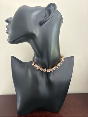 Express Gold-Tone Pink Crystal Choker Necklace
